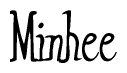 The image contains the word 'Minhee' written in a cursive, stylized font.