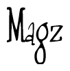 The image contains the word 'Magz' written in a cursive, stylized font.
