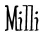 The image is of the word Milli stylized in a cursive script.