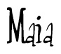The image is of the word Maia stylized in a cursive script.
