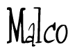 The image contains the word 'Malco' written in a cursive, stylized font.
