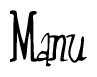 The image contains the word 'Manu' written in a cursive, stylized font.