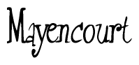 The image contains the word 'Mayencourt' written in a cursive, stylized font.