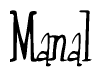 The image is of the word Manal stylized in a cursive script.
