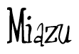 The image is a stylized text or script that reads 'Miazu' in a cursive or calligraphic font.