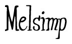 The image contains the word 'Melsimp' written in a cursive, stylized font.