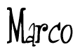 The image contains the word 'Marco' written in a cursive, stylized font.