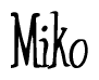 The image is a stylized text or script that reads 'Miko' in a cursive or calligraphic font.