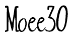 The image is a stylized text or script that reads 'Moee30' in a cursive or calligraphic font.