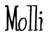 The image contains the word 'Molli' written in a cursive, stylized font.