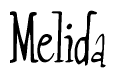   The image is of the word Melida stylized in a cursive script. 
