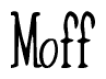The image is a stylized text or script that reads 'Moff' in a cursive or calligraphic font.