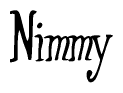 The image is of the word Nimmy stylized in a cursive script.