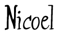 The image contains the word 'Nicoel' written in a cursive, stylized font.