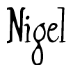 The image is a stylized text or script that reads 'Nigel' in a cursive or calligraphic font.