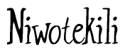 The image contains the word 'Niwotekili' written in a cursive, stylized font.