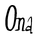 The image is of the word Ona stylized in a cursive script.