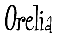 The image is of the word Orelia stylized in a cursive script.