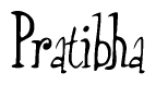 The image contains the word 'Pratibha' written in a cursive, stylized font.