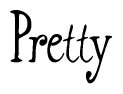 The image contains the word 'Pretty' written in a cursive, stylized font.