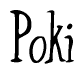 The image is of the word Poki stylized in a cursive script.