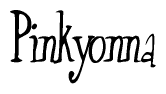 The image is of the word Pinkyonna stylized in a cursive script.