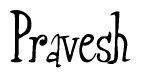 The image is of the word Pravesh stylized in a cursive script.