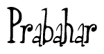 The image is of the word Prabahar stylized in a cursive script.