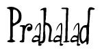 The image is of the word Prahalad stylized in a cursive script.