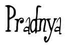 The image is of the word Pradnya stylized in a cursive script.