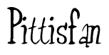 The image is of the word Pittisfan stylized in a cursive script.