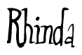   The image is of the word Rhinda stylized in a cursive script. 