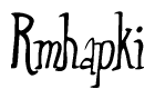 The image is a stylized text or script that reads 'Rmhapki' in a cursive or calligraphic font.