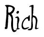 The image is of the word Rich stylized in a cursive script.