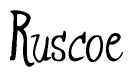 The image contains the word 'Ruscoe' written in a cursive, stylized font.