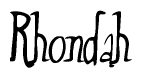 The image is a stylized text or script that reads 'Rhondah' in a cursive or calligraphic font.
