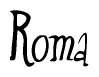The image contains the word 'Roma' written in a cursive, stylized font.