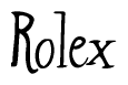 The image contains the word 'Rolex' written in a cursive, stylized font.