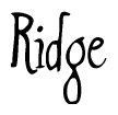 The image is a stylized text or script that reads 'Ridge' in a cursive or calligraphic font.