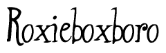 The image contains the word 'Roxieboxboro' written in a cursive, stylized font.