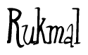 The image contains the word 'Rukmal' written in a cursive, stylized font.