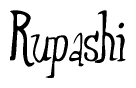 The image is of the word Rupashi stylized in a cursive script.