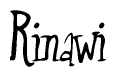 The image is a stylized text or script that reads 'Rinawi' in a cursive or calligraphic font.