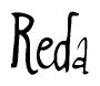 The image is a stylized text or script that reads 'Reda' in a cursive or calligraphic font.