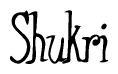 The image contains the word 'Shukri' written in a cursive, stylized font.