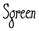 The image is a stylized text or script that reads 'Sgreen' in a cursive or calligraphic font.