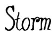 The image contains the word 'Storm' written in a cursive, stylized font.