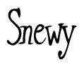 The image is a stylized text or script that reads 'Snewy' in a cursive or calligraphic font.