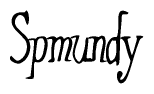 The image contains the word 'Spmundy' written in a cursive, stylized font.