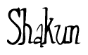 The image contains the word 'Shakun' written in a cursive, stylized font.